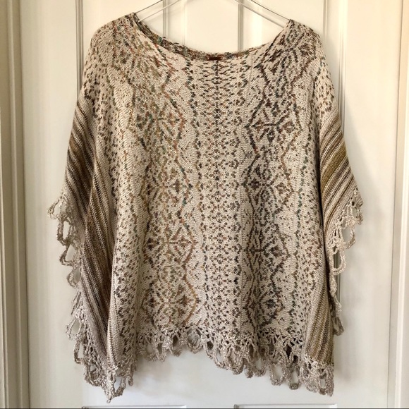 Free People Sweaters - Free People Crochet Hem Casablanca Poncho Sweater